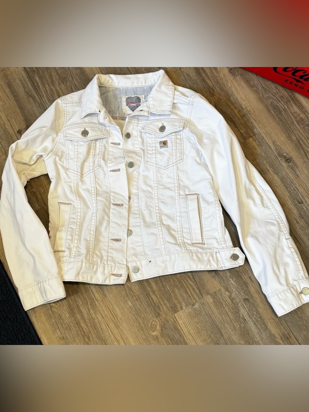 vintage Carhartt Women’s White Denim Trucker Jacket